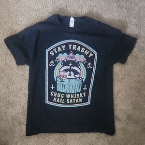 Metal Racoon Graphic T Shirt Black